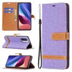 For Xiaomi Mi 11i / Poco F3 / Redmi K40 Color Matching Denim Texture Horizontal Flip Leather Case with Holder & Card Slots & Wallet & Lanyard(Purple)