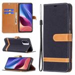 For Xiaomi Mi 11i / Poco F3 / Redmi K40 Color Matching Denim Texture Horizontal Flip Leather Case with Holder & Card Slots & Wallet & Lanyard(Black)