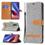 For Xiaomi Mi 11i / Poco F3 / Redmi K40 Color Matching Denim Texture Horizontal Flip Leather Case with Holder & Card Slots & Wallet & Lanyard(Grey)