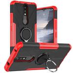 For Nokia 2.4 Machine Armor Bear Shockproof PC + TPU Protective Case with Ring Holder(Red)