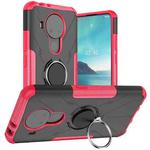 For Nokia 3.4 / 5.4 Machine Armor Bear Shockproof PC + TPU Protective Case with Ring Holder(Rose Red)