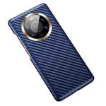 For Huawei Mate 40 Pro+ Carbon Fiber Leather Texture Kevlar Anti-fall Phone Protective Case(Blue)