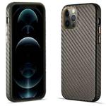 For iPhone 12 Pro Max Carbon Fiber Leather Texture Kevlar Anti-fall Phone Protective Case(Grey)