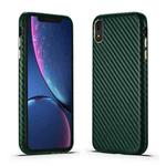 For iPhone XR Carbon Fiber Leather Texture Kevlar Anti-fall Phone Protective Case(Green)
