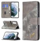 For Samsung Galaxy S21 FE / S21 Lite Matching Color Crocodile Texture Horizontal Flip PU Leather Case with Wallet & Holder & Card Slots(Grey)