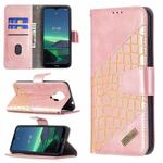 For Nokia 1.4 Matching Color Crocodile Texture Horizontal Flip PU Leather Case with Wallet & Holder & Card Slots(Rose Gold)