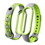 For Xiaomi Mi Band 6 / Band 5  Two-color Silicone Breathable Replacement Watchbands(Gray Green)
