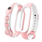 For Xiaomi Mi Band 6 / Band 5  Two-color Silicone Breathable Replacement Watchbands(Pink White)