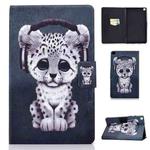 For Samsung Galaxy Tab A7 Lite 8.7 (2021) T220 / T225 Voltage Texture Colored Drawing Horizontal Flip Leather Case, with Holder & Card Slots(Music Leopard)