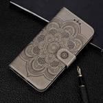 For Samsung Galaxy A22 4G Sun Mandala Embossing Pattern Horizontal Flip PU Leather Case with Holder & Card Slots & Wallet & Lanyard(Grey)