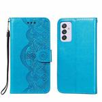For Samsung Galaxy A82 5G Flower Vine Embossing Pattern Horizontal Flip Leather Case with Card Slot & Holder & Wallet & Lanyard(Blue)