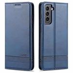 For Samsung Galaxy S21 FE AZNS Magnetic Calf Texture Horizontal Flip Leather Case with Card Slots & Holder & Wallet(Dark Blue)