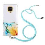 For Xiaomi Redmi Note 9S/Note 9 Pro/Note 9 Pro Max Hollow Marble Pattern TPU Shockproof Protective Case with Neck Strap Rope(Yellow)