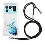 For Xiaomi Mi 11 Ultra Hollow Marble Pattern TPU Shockproof Protective Case with Neck Strap Rope(Blue)