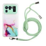 For Xiaomi Mi 11 Ultra Hollow Marble Pattern TPU Shockproof Protective Case with Neck Strap Rope(Green)