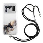 For Xiaomi Mi 11 Ultra Hollow Marble Pattern TPU Shockproof Protective Case with Neck Strap Rope(Black)