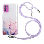 For Xiaomi Poco M3 Hollow Marble Pattern TPU Shockproof Protective Case with Neck Strap Rope(Pink)