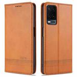 For OPPO A54 4G AZNS Magnetic Calf Texture Horizontal Flip Leather Case with Card Slots & Holder & Wallet(Light Brown)
