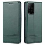 For OPPO A94 5G AZNS Magnetic Calf Texture Horizontal Flip Leather Case with Card Slots & Holder & Wallet(Dark Green)