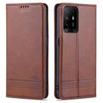For OPPO A94 5G AZNS Magnetic Calf Texture Horizontal Flip Leather Case with Card Slots & Holder & Wallet(Dark Brown)