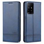 For OPPO A95 5G AZNS Magnetic Calf Texture Horizontal Flip Leather Case with Card Slots & Holder & Wallet(Dark Blue)