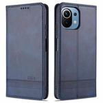 For Xiaomi Mi 11 Lite AZNS Magnetic Calf Texture Horizontal Flip Leather Case with Card Slots & Holder & Wallet(Dark Blue)