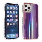 Aurora Cloud Plating Gold Edge Double-Side IMD Pattern TPU Shockproof Case For iPhone 12 / 12 Pro(Wave Purple)