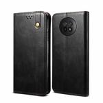 For Xiaomi Redmi Note 9 5G (CN Version) Simple Wax Crazy Horse Texture Horizontal Flip Leather Case with Card Slots & Wallet(Black)