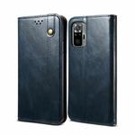 For Xiaomi Redmi Note10 4G (CN Version) / Note 10S (Global Official) Simple Wax Crazy Horse Texture Horizontal Flip Leather Case with Card Slots & Wallet(Navy Blue)