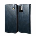 For Xiaomi Redmi Note10 5G Simple Wax Crazy Horse Texture Horizontal Flip Leather Case with Card Slots & Wallet(Navy Blue)