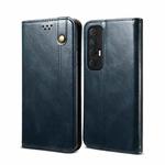 For Xiaomi Mi 10S Simple Wax Crazy Horse Texture Horizontal Flip Leather Case with Card Slots & Wallet(Navy Blue)