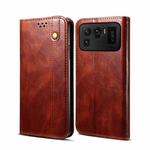 For Xiaomi Mi 11 Ultra Simple Wax Crazy Horse Texture Horizontal Flip Leather Case with Card Slots & Wallet(Brown)
