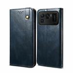 For Xiaomi Mi 11 Ultra Simple Wax Crazy Horse Texture Horizontal Flip Leather Case with Card Slots & Wallet(Navy Blue)