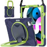 Silicone + PC Protective Case with Holder & Shoulder Strap For iPad Air 2022 / 2020 10.9(Navy Blue+Yellow Green)