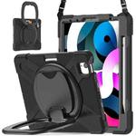 Silicone + PC Protective Case with Holder & Shoulder Strap For iPad Air 2022 / 2020 10.9(Black)