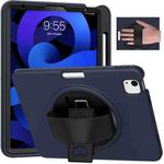 360 Degree Rotation PC + TPU Protective Case with Holder & Hand-strap & Pen Slot For iPad Air 2022 / Air 2020 10.9(Dark Blue)