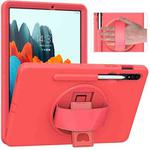 360 Degree Rotation PC + TPU Protective Case with Holder & Hand-strap & Pen Slot For Samsung Galaxy Tab S8 / Galaxy Tab S7 11 inch T870/T875(Pink)