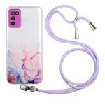 For Samsung Galaxy A02s Hollow Marble Pattern TPU Shockproof Protective Case with Neck Strap Rope(Pink)