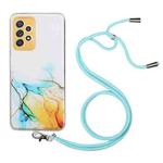 For Samsung Galaxy A52 5G / 4G Hollow Marble Pattern TPU Shockproof Protective Case with Neck Strap Rope(Yellow)