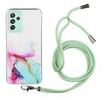 For Samsung Galaxy A82 5G Hollow Marble Pattern TPU Shockproof Protective Case with Neck Strap Rope(Green)