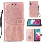 For Motorola Moto G30 / G10 / G10 Power Dream Catcher Printing Horizontal Flip Leather Case with Holder & Card Slots & Wallet & Lanyard(Rose Gold)