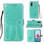For Xiaomi Redmi Note 10S / Note 10 4G Dream Catcher Printing Horizontal Flip Leather Case with Holder & Card Slots & Wallet & Lanyard(Green)