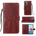 For Xiaomi Redmi Note 10S / Note 10 4G Dream Catcher Printing Horizontal Flip Leather Case with Holder & Card Slots & Wallet & Lanyard(Red)