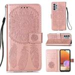 For Samsung Galaxy A32 4G (EU Version) Dream Catcher Printing Horizontal Flip Leather Case with Holder & Card Slots & Wallet & Lanyard(Rose Gold)