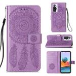 For Xiaomi Redmi Note 10 Pro / Note 10 Pro Max Dream Catcher Printing Horizontal Flip Leather Case with Holder & Card Slots & Wallet & Lanyard(Purple)
