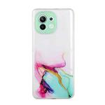 For Xiaomi Mi 11 Lite Hollow Marble Pattern TPU Precise Hole Protective Case(Green)