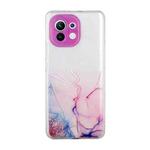For Xiaomi Mi 11 Lite Hollow Marble Pattern TPU Precise Hole Protective Case(Pink)