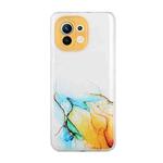 For Xiaomi Mi 11 Lite Hollow Marble Pattern TPU Precise Hole Protective Case(Yellow)