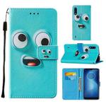 For Motorola Moto E7 Power Cross Texture Painting Pattern Horizontal Flip Leather Case with Holder & Card Slots & Wallet & Lanyard(Big-eye Monster)