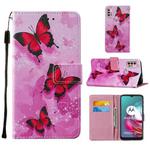 For Motorola Moto G30 / G10 / G10 Power Cross Texture Painting Pattern Horizontal Flip Leather Case with Holder & Card Slots & Wallet & Lanyard(Pink Butterfly)